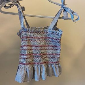 Ruffle tank with tie straps